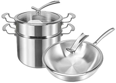 DYHWAC 316 Juego de ollas de Acero Inoxidable Cocina for el hogar Pan for freír no palmado + de combinación Utensilios de Cocina