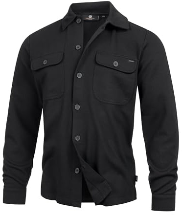 Indicode Camisa de manga larga INNello para hombre con cuello Kent | Chaqueta de entretiempo para hombre Camisa de ocio, Negro , XXL