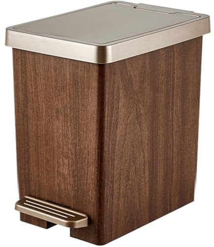Vobumix Wood Trash Can with Lid Double Opening Design Garbage Bin Trash Storage Container for Kitchen Bedroom Living Room Office