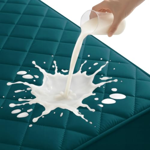 YSTELLAA Matratzenschoner Wasserdicht 140x200cm, Weiche Matratzenbezug Atmungsaktive, Mattress Protector Anti-Milben, Matratzenschutz Für Matratzen Topper Bis 30cm, Dunkelgrün