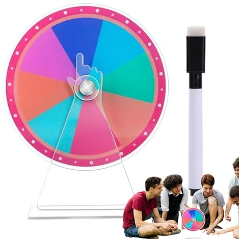 Nybhyjka Glücksrad Für Preise - Gewinnspiel Drehscheibe Für Karneval & Feste - Abwischbarer Acryl Tischspiel Mit Stift – Interaktives Regenbogen Farbspiel Für Messen & Klassenzimmer