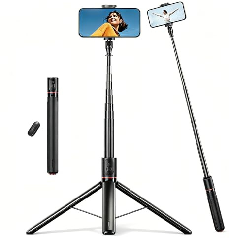 Andoer Treppiede per selfie stick da 68,9 pollici, supporto per cellulare estensibile All-in-1, monopiede con telecomando senza fili per YouTube Tiktok