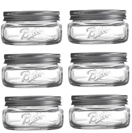 Hbbgdiy 6PCS 8oz/237ml Airtight Clear Glass Mason Jars, Multi-Purpose Storage Containers for Snacks, Tea, Honey, Jam, Overnight Oats & Fermentation Kits
