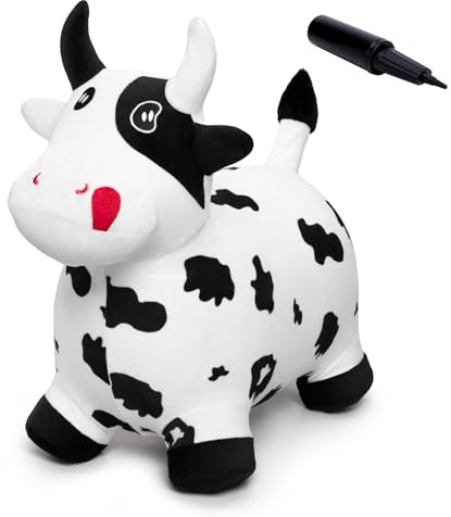 Vastoy Bouncy Cow Animal Hoppers for Kids Inflatable Ride-On Toys with Pump | Bouncing Horse Hopper Jumping Toys for Kids Age 1-6 Indoor Outdoor Garden Play Boys Girls Birthday Easter Family Gatherings