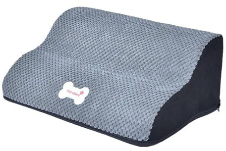KiBcsLic Rampa para Mascotas, Escalones para Perros, Suave Pendiente, Resistente a Arañazos, para Sofá Cama, con Esponja de Alta Densidad para Sillas, Sofá, Cama, Perros M, Gris 15cm Alto