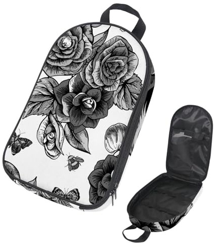 VAPOKF Borsa organizer da viaggio per utensili da campeggio, fiori di begonia fiorita, farfalla e api, per utensili da cucina, accessori da cucina, custodia per barbecue all'aperto, solo borsa