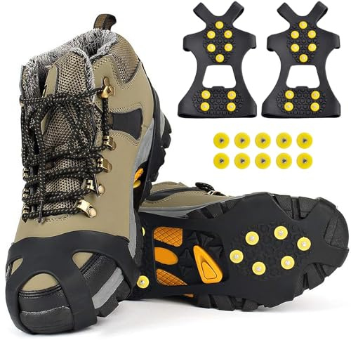 Anti-Rutsch Schuhspikes, rutschfeste Schuhkrallen, Schuhspikes, Steigeisen für Schuhe, inkl 10 Ersatz-Schneespikes, rutschfeste Schuhsets für Bergsteigen, Tourismus, Angeln und Schnee