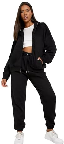 Aarhon J5fashion Women's Oversized Tracksuit, Zip-Up Hooded Track Top, Fit Jogger Suit Available in Sizes 8-16