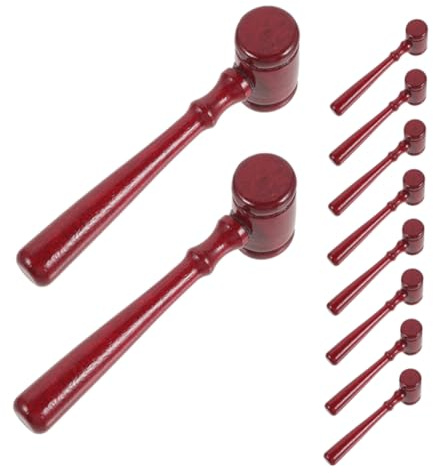 CIYODO 10 Pcs Redwood Judge Gavels with Ergonomic Handle Authentic Sound Mallets for Courtroom Role Play Cosplay Party Accessories Traditional Style Hammers for Boys