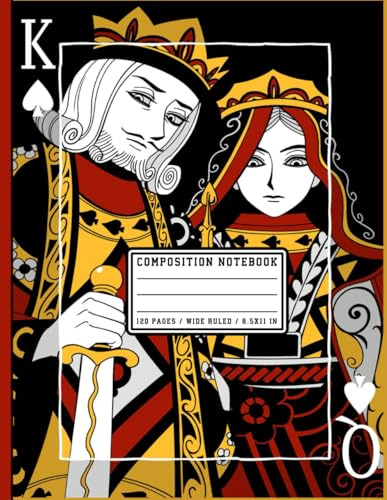 Coquette King and Queen of Spades Composition Notebook: Vintage Poker Playing Card Wide Ruled Journal for Men Women Teens College Students Office School