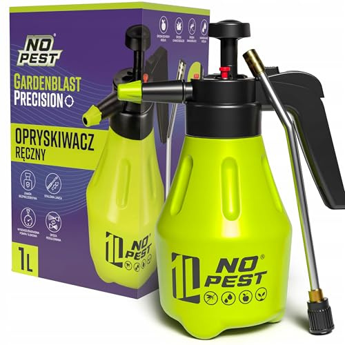 NO PEST GardenBlast Precision 1L Handdrucksprüher – Hochdruck Sprühflasche mit Stahl-Lanze, Verstellbarer Düse & Sicherheitsventil – Für Pflanzenschutz, Unkraut- & Insektenschutzmittel