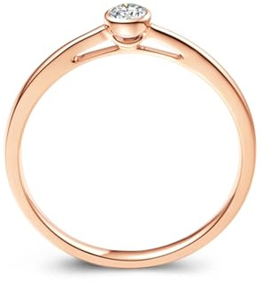 Ayoiow Bandring Gold 585 mit 0,13 ct Diamant, Vorsteckring 585 Gold für Sie Größe 63 (20.1)| 14K Roségold | Trendiger Modeschmuck für Cocktail