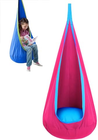 Hängmatta Stol Toddler Pod Swing Kombinerar Avkoppling Och Underhållning, Bekvämt Hängande Tält for Sovrum Och Utomhus(Red)