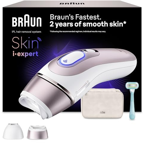 Braun Smart IPL Skin i·expert, Laserhårborttagning Hemma, Permanent Hårreduktion, Med Gratis App, Fodral, Venus Rakhyvel, 2 Smarta Huvuden, PL7211