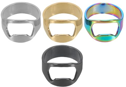 NIYANGLE Apribottiglie Design Creativo 4 Pezzi in Anelli e Acciaio Inossidabile Portatile, Apribottiglie Comodo e Veloce per Feste e Bar