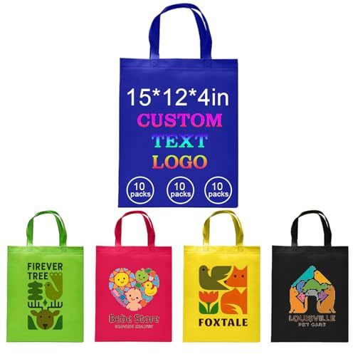 Novalith Personalisierte Bulk Custom Tote Bags (10/50/100er-Pack), Wiederverwendbare Einkaufstaschen mit Logo/Text/Foto, Bedruckte Werbetaschen für Unternehmen, Veranstaltungen, Werbegeschenke