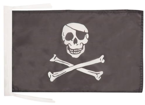 AZ FLAG Bandera Pirata Cabeza DE Muerte 45x30cm - BANDERINA con Calavera 30 x 45 cm cordeles