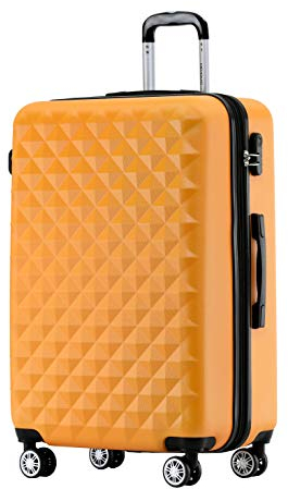BEIBYE Zwillingsrollen 2066 Hartschale Trolley Koffer Reisekoffer Gepäck M-L-XL-Set (Orangen, M)