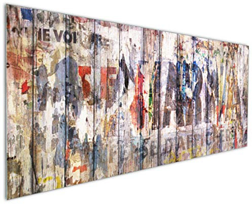 Wallario Küchenrückwand aus Glas 125 x 50 cm, Motiv: Bemalte Holzplanken mit Alter Schrift | Spritzschutz abwischbar & pflegeleicht