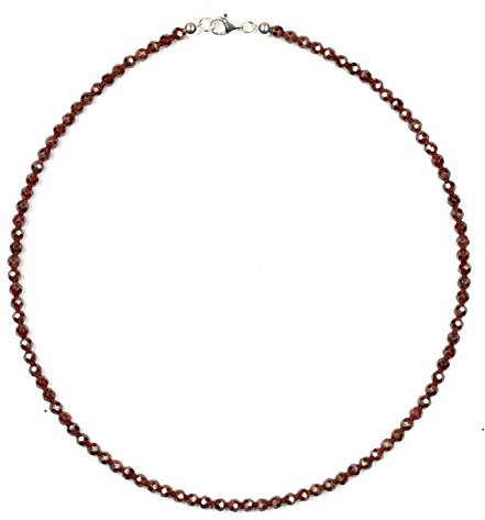 Granat Schmuck (Halskette) Granat Kette Granat Kugeln facettiert Größe ca. 4 mm Verschluss 925er Sterling-Silber Modellnummer 7058