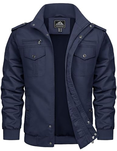 TACVASEN Giacca in Cotone Leggero, Stile Casual, Elegante per Uomo