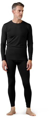LAPASA Ropa Termica Hombre Conjunto Interior Termico Camiseta Manga Larga y Pantalón Largo Ligero/Cálido/Extra Cálido M11/M24/M57,L,Ligero,Negro