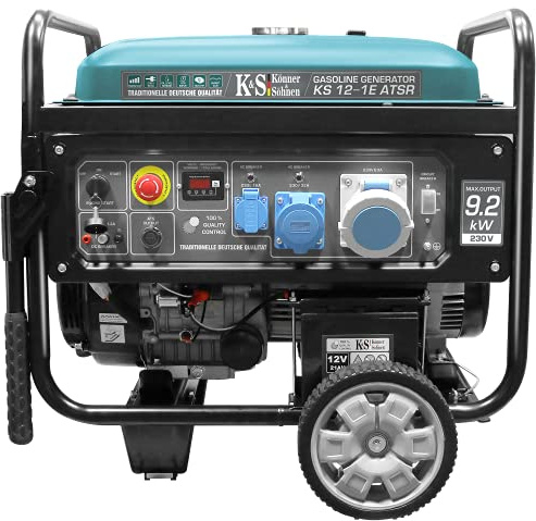 Générateur à essence KS 12-1E ATSR puissance maximale 9200W, moteur EURO V, possibilité de connecter ATS, démarrage manuel/électrique, prises 1x63A, 1x32A, 1x16A (230V), écran LED, kit de transport
