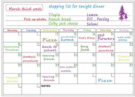 EXCEART Kitchen Fridge Sticker Weekly Planner Magnetic Board Pet Material Home Office Decor A3 Size