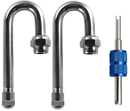 Aracey Dually Valve Stem Extensions, Set of 2Pcs,Heavey Duty, 180 Degree Metal Dual Wheel Valve Stem Extenders for for Truck Tires, RV, Trailer or Other Heavy dualies Wheel Vehicles