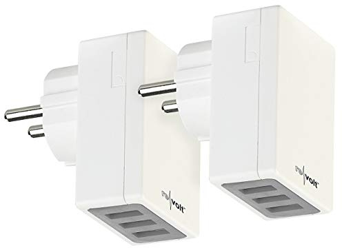 revolt USB Steckernetzteil: 2er-Set kompakte 3-Port-USB-Wandnetzteile mit Smart-Power-Technologie (Ladeports, Ladegerät für Steckdose, Galaxy)
