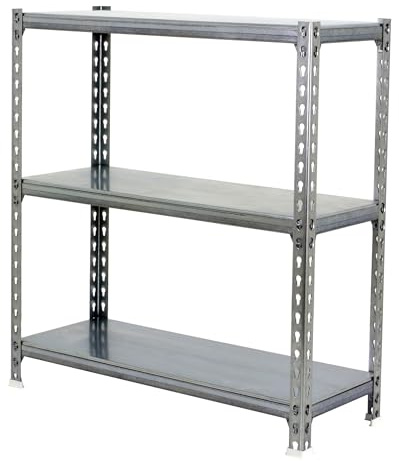 Simon Rack Étagère métallique 900x1200x300 mm - Simonclick | 3 hauteurs, Plateau métal, Point de flexion 200 kg, Peinture anticorrosion, Montage système clic, Galvanisé