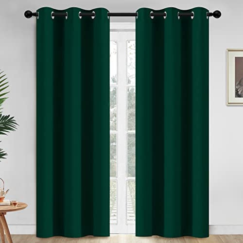 Yakamok Dunkelgrüne Verdunkelungsvorhänge für Schlafzimmer, lichtblockierende Fensterbehandlung, Vorhänge mit solider Öse, für Wohnzimmer, 42 x 84 cm, 2 Vorhänge