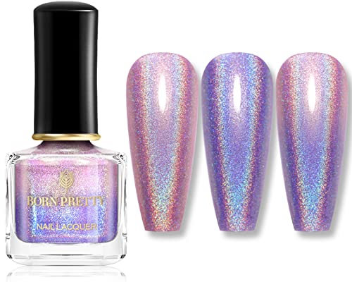 BORN PRETTY Iridescent Color Changing Nail Polish 2 In 1 PurpleThermal Glitter Nail Polish 1PCS 10ml Metallic Nail Varnish