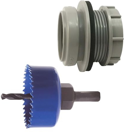 tecuro Kombi-Set Anschraub-Muffe DN 40, KS-grau, inkl. Kreisschneider Ø 59 mm