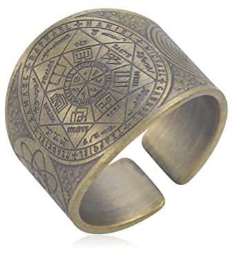 Bague Sceau des 7 Archanges Cube Métatron et Sceau de Lilith Biblique - Amulette Talisman Géométrie en Cuivre, Protection et Bonne Chance Bijoux Religieux pour Hommes et Femmes