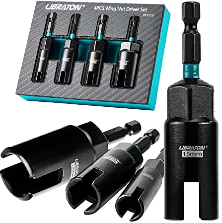 Libraton Flügelmutterndreher 4PCS, Flügelmutter-Schraubendreher-Bit, Hakendreher 9mm 12mm 15mm 18mm, mit EVA-Aufbewahrung für Hakenbolzenmontage, Drahtverdrillung