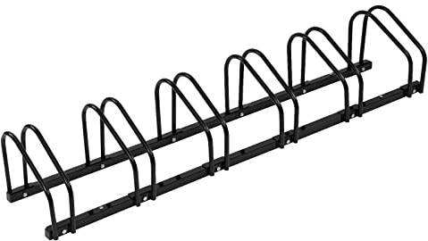 WOLTU Fahrradständer Schwarz für 6 Fahrräder Fahrradhalterung auf dem Boden Aufstellständer für Fahrradaufhängung Fahrradhalter aus Metall