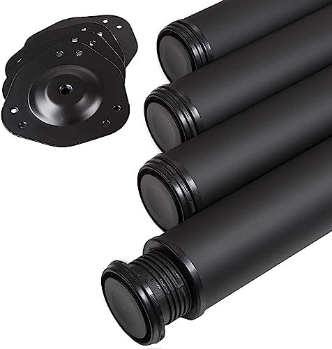 SOTECH 4 x Tischbeine Höhe 820 mm Ø 76/80 mm Stahl mit schwarzer Oberfläche | belastbar bis 300 kg (75 kg pro Stück), Tischfüße mit 32 mm Höhenverstellung Schreibtischbeine