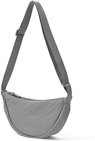 ANYWN Crossbody Bag Damen Halbmond Schultertasche, Hobo Casual Crossbody Bag, Einfarbige Tragbare Halbmond-Tasche Umhängetasche mit verstellbarer Schultergurt Grau