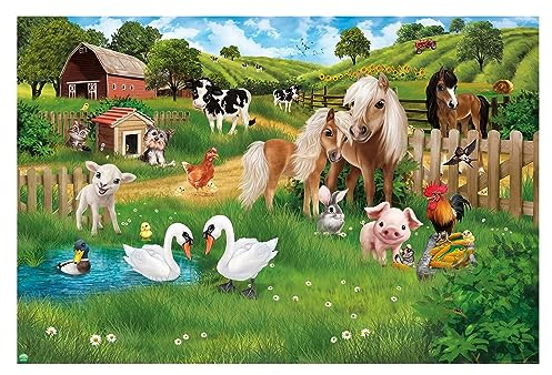 Bilderwelten Fototapete Kinderzimmer Tiere auf dem Bauernhof 190x288 cm Vlies-Tapete XXL Smart Wandtapete Wanddekoration Kinder