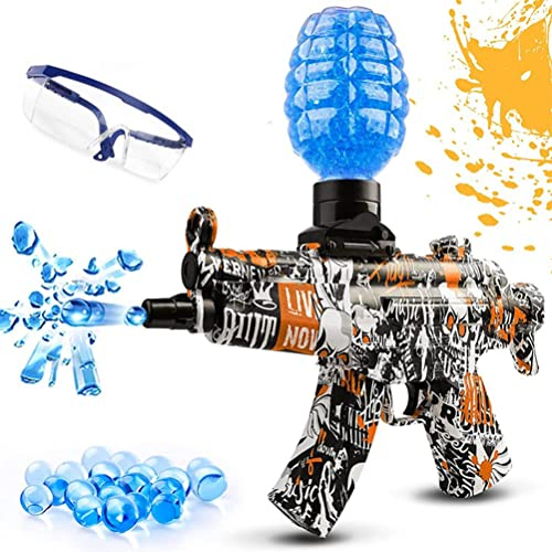 2023 Neueste Gel Ball Blaster Pistole, Automatische Elektrische Splatter Ball Gun mit Schutzbrille und 30000 Munition 7-8 mm für Kinder und Erwachsene, Spielzeugpistole -orange