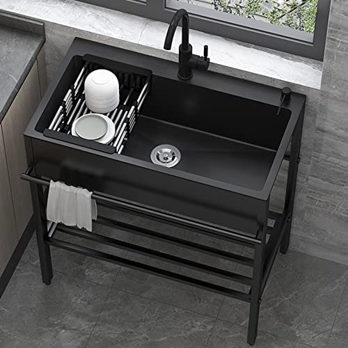 Lavello multiuso in acciaio inox per lavaggio, lavello singolo per catering, ristorante, cucina, cucina, set con rubinetto, lavello per garage, ristorante, cucina, lavanderia, esterno