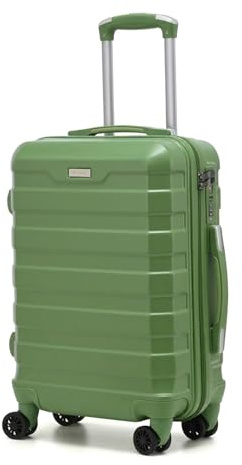 RMW Suitcase Large Medium Cabin Size Hard Shell Lightweight 4 Dual Spinner Wheels Trolley Luggage Suitcase Hold Check in Luggage TSA Combination Lock (Army Green, Cabin 20)