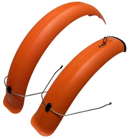 Parafango per Bicicletta Set parafango for Bicicletta 20x4.0 inch Parafanghi Posteriori Anteriori Larghi MTB off-Road Fat Tire Bike Wings Copertura Completa for Bici in plastica (Color : A Pair Orang