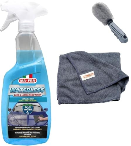 HITOPSELLER KIT MAFRA WATERLESS + PANNO HEAVY WORK KIT COMPLETO PER L'USO LAVAGGIO A SECCO AUTO SENZA ACQUA + SPAZZOLA PULISCI CERCHIONI IN OMAGGIO
