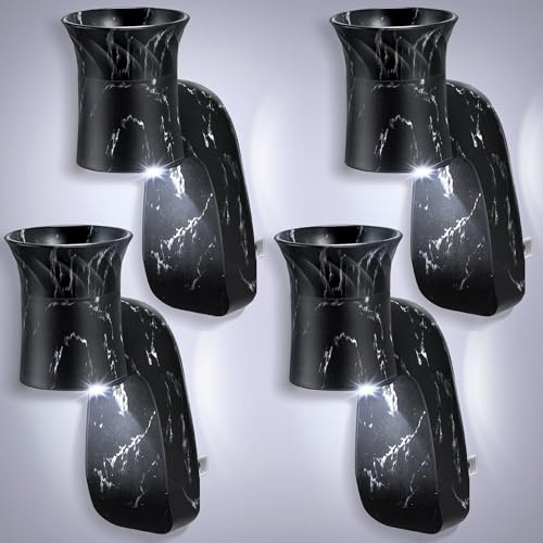 Hohean 4 Pcs Wall Fragrance Plug with Night Light Compatible with Bath & Body Works WallFlower Refills, ETL Certified, Scent Fragrance Diffuser Rotary Plug for Home, Office (Black)
