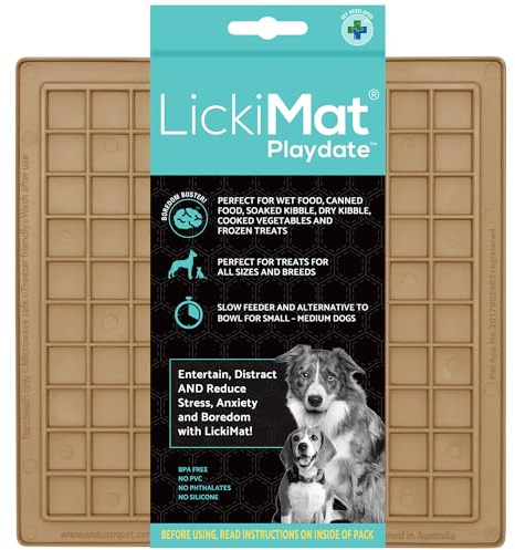 LickiMat Klassische Pastellfarben Playdate, Hunde-Futtermatte für Langeweile & Angstlinderung, ideal für Lebensmittel, Joghurt oder Erdnussbutter, Leckmatten, lustige Alternative zu Slow Feeder Bowl,