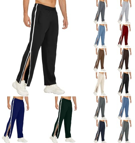 Reha Hose Damen Herren Seitlich Zu Öffnen Baggy Trainingshose mit Seitlichem und Reißverschluss Am Bein Weites Bein Schnellfickerhose Druckknöpfen Sporthose Freizeithose Breite Jogginghose Sportswear
