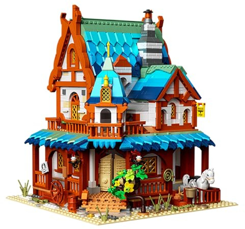 Oichy Bausteine Set, Modular Haus Bausteine Mittelalterliche Baukasten Straßenansicht Bausteine Kreatives Geschenk für Erwachsene und Kinder (1767 Stück)