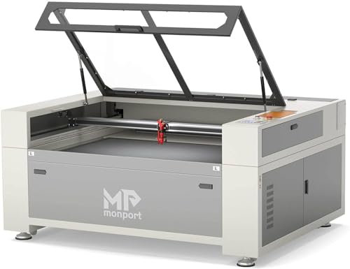 Monport 150W CO2 Laser Graviermaschine, Kommerzielle CO2 Gravurmaschine mit eingebauter Wasserkühler, integrierter Auspuff, Ruida Kontrolle, Autofokus, 1600x1000mm Laser Cutter für Fabrik Werkstatt